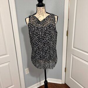 Vince Camuto printed sleeveless sheer lined sleeveless size large